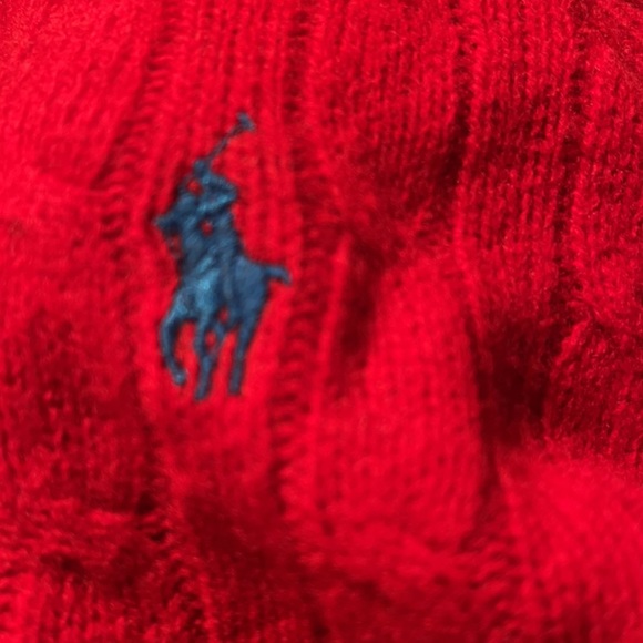 RALPH LAUREN Red Lambs Wool Cable Knit Sweater XL - Picture 9 of 10